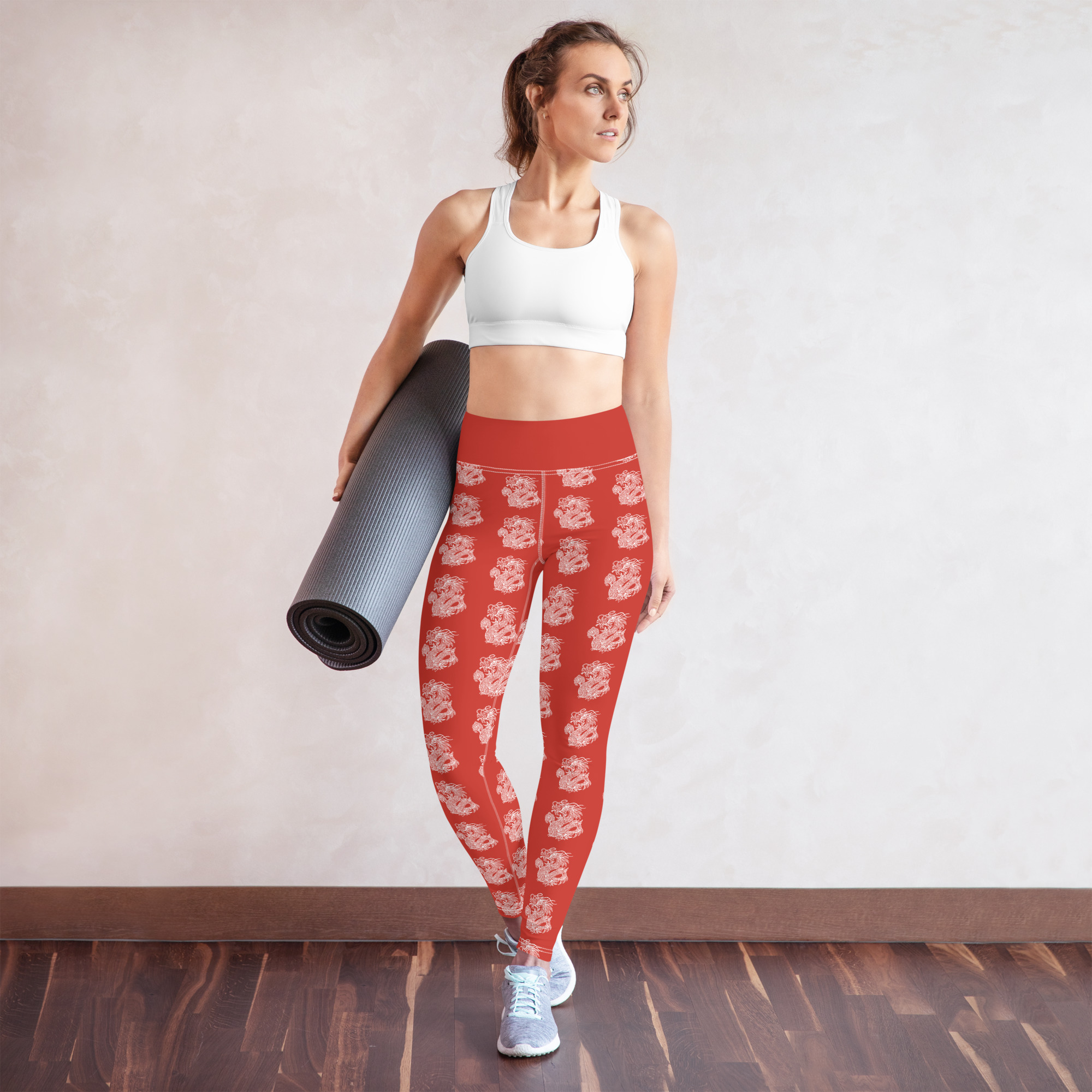 Leggings rojos para yoga o tai chi: "Camino del Dragón", colección Tao, ropa inspirada en China - Imagen 3