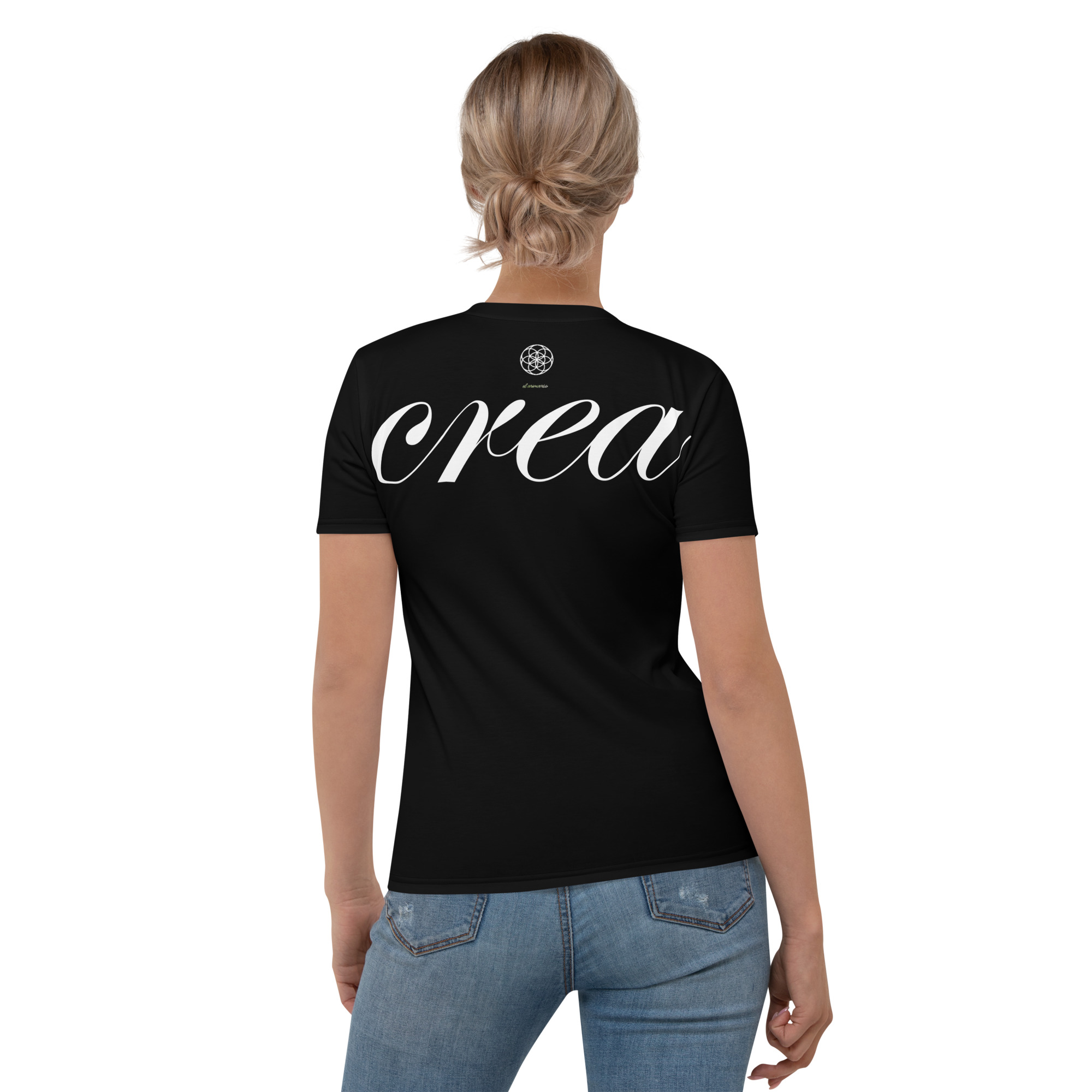 Cree: crea: desde el corazón a la mente. Camiseta femenina con Geometría Sagrada, Vesica Piscis y Semilla de la Vida - Imagen 2